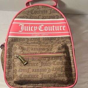 Juicy Couture Tan and Pink Logo Backpack